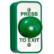 RGL EBGB/AP/PTE Green Button w/o Collar on A'trave Plate - "Press To Exit" Surface