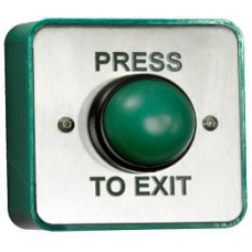 RGL EBGBWC02/PTE Green Domed Button with Collar "Press To Exit" c/w Green Surface